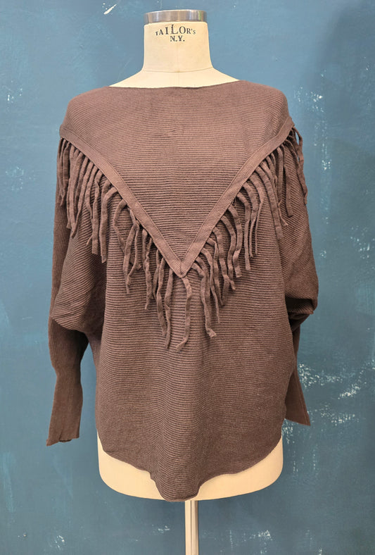 Maglia modello kimono dettaglio frange