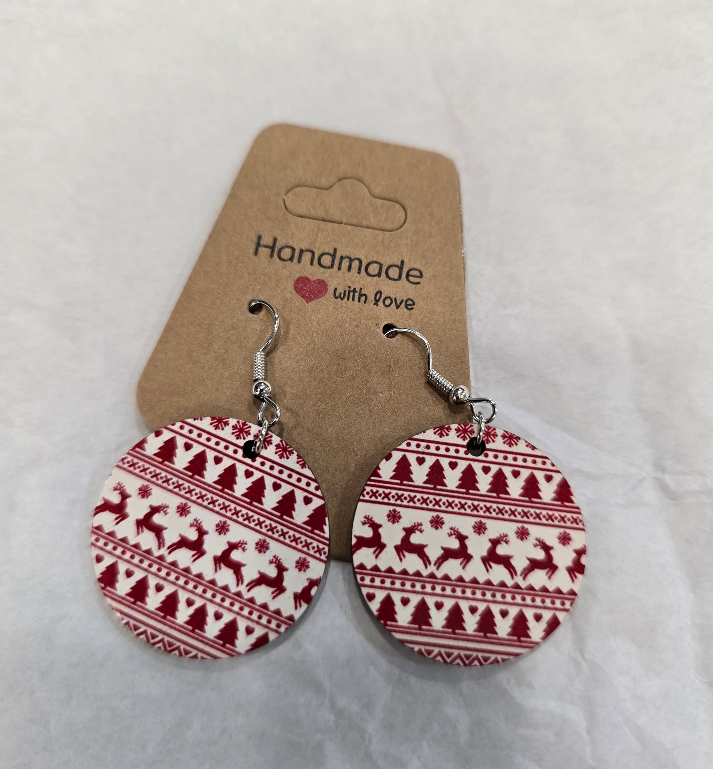 Orecchini Rotondi Stampati Natale