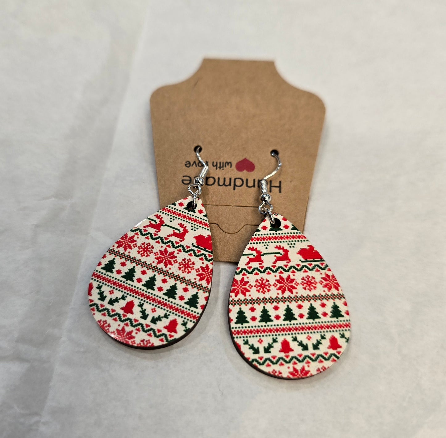 Orecchini Goccia Stampati  Fantasia Natale