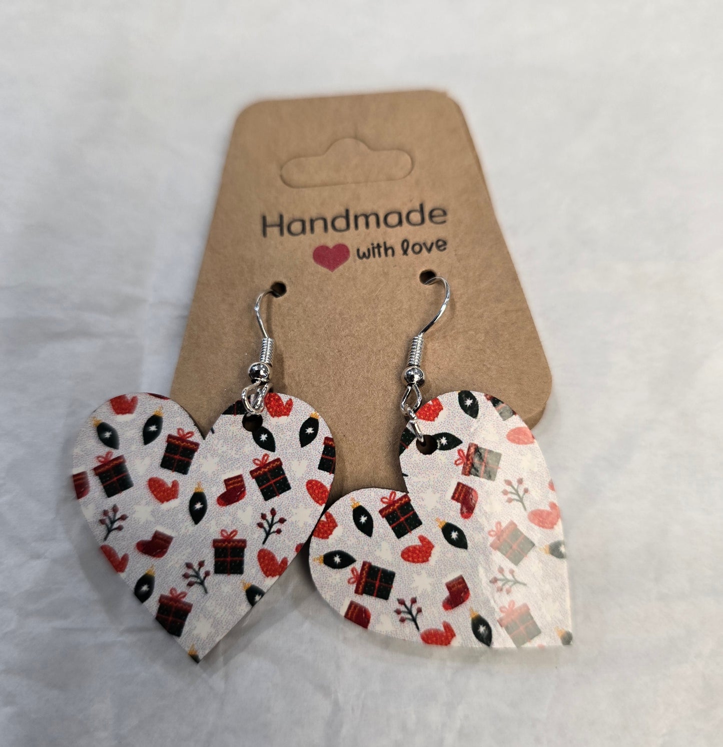 Orecchini Cuore Stampati Natale