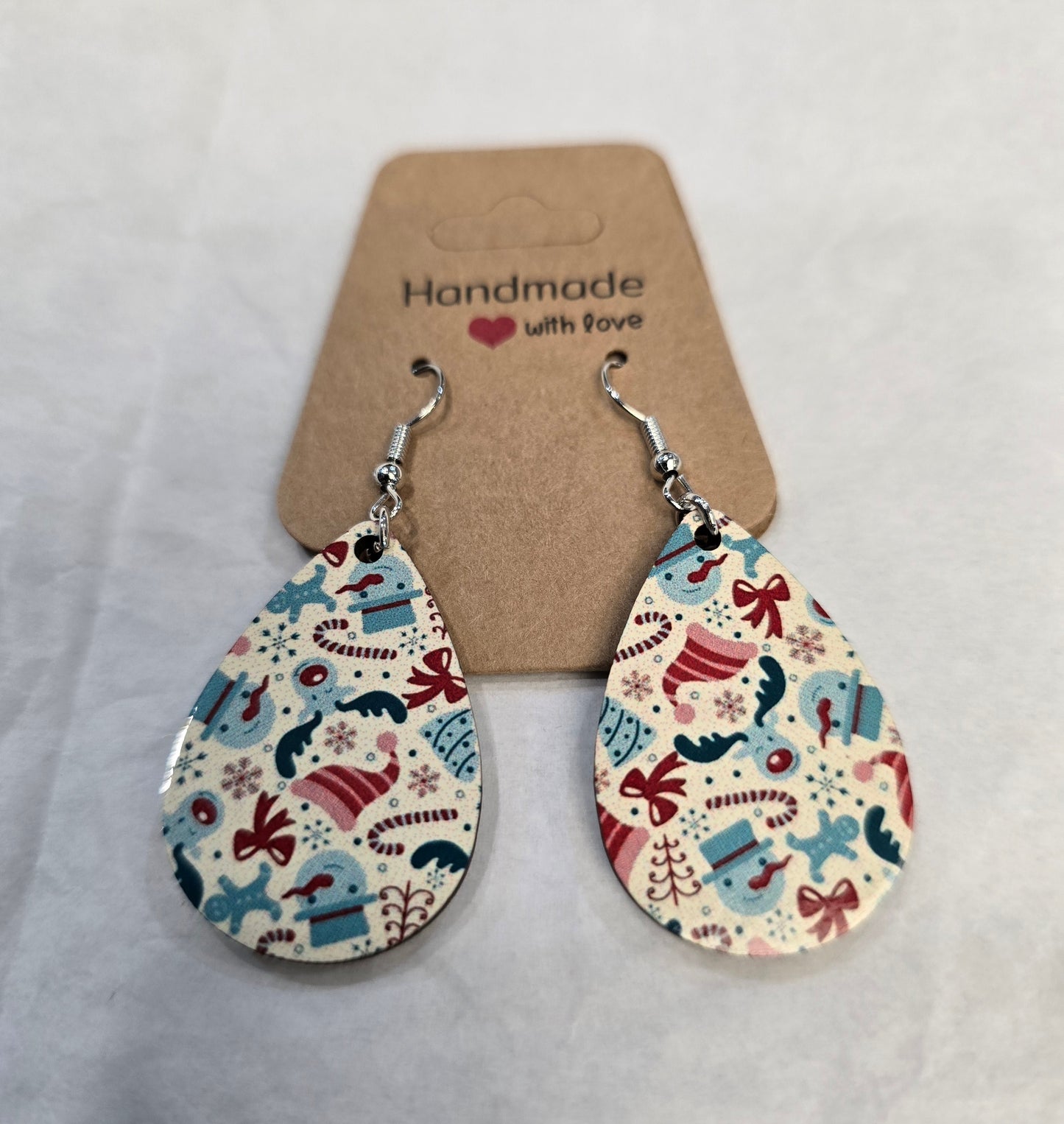 Orecchini Goccia Stampati  Fantasia Natale