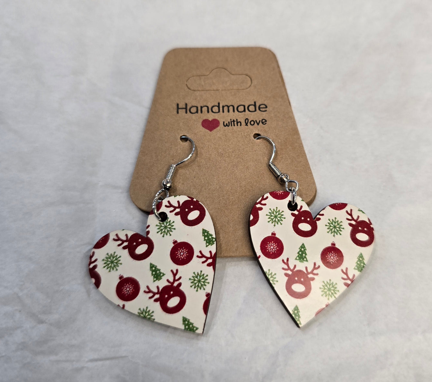 Orecchini Cuore Stampati Natale