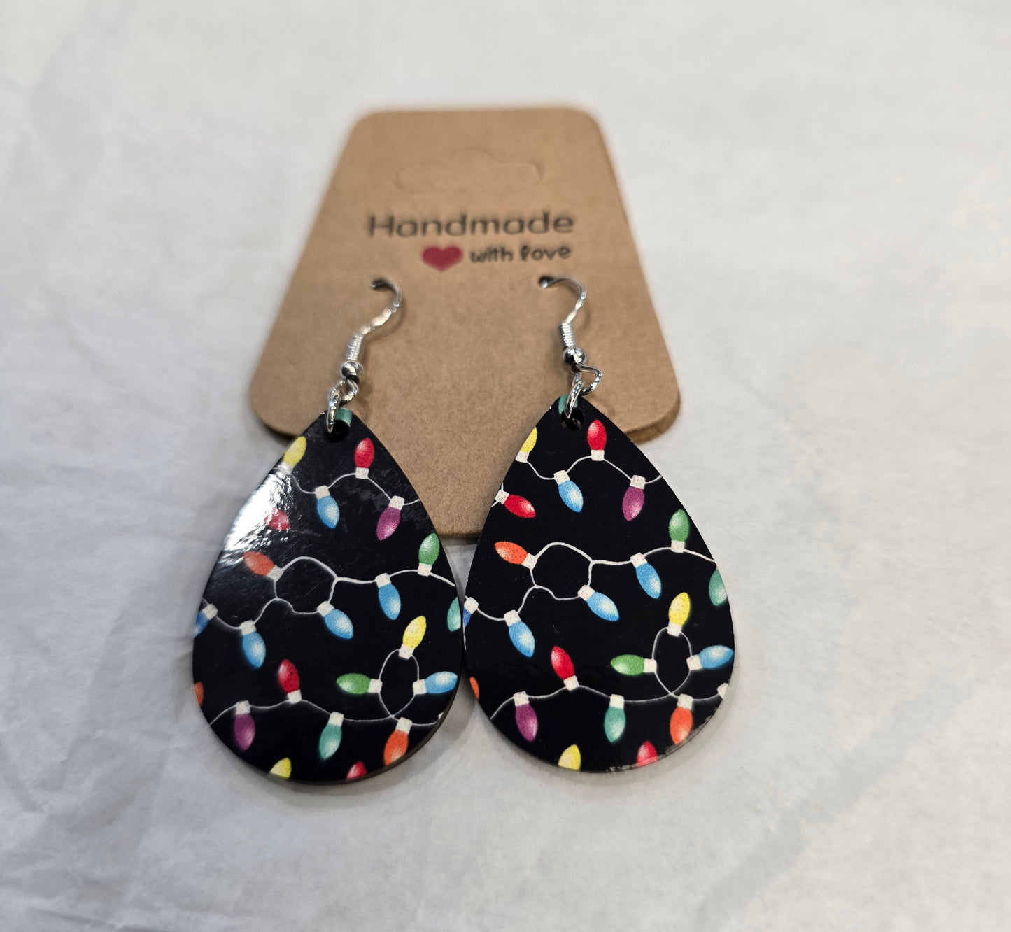 Orecchini Goccia Stampati  Fantasia Natale