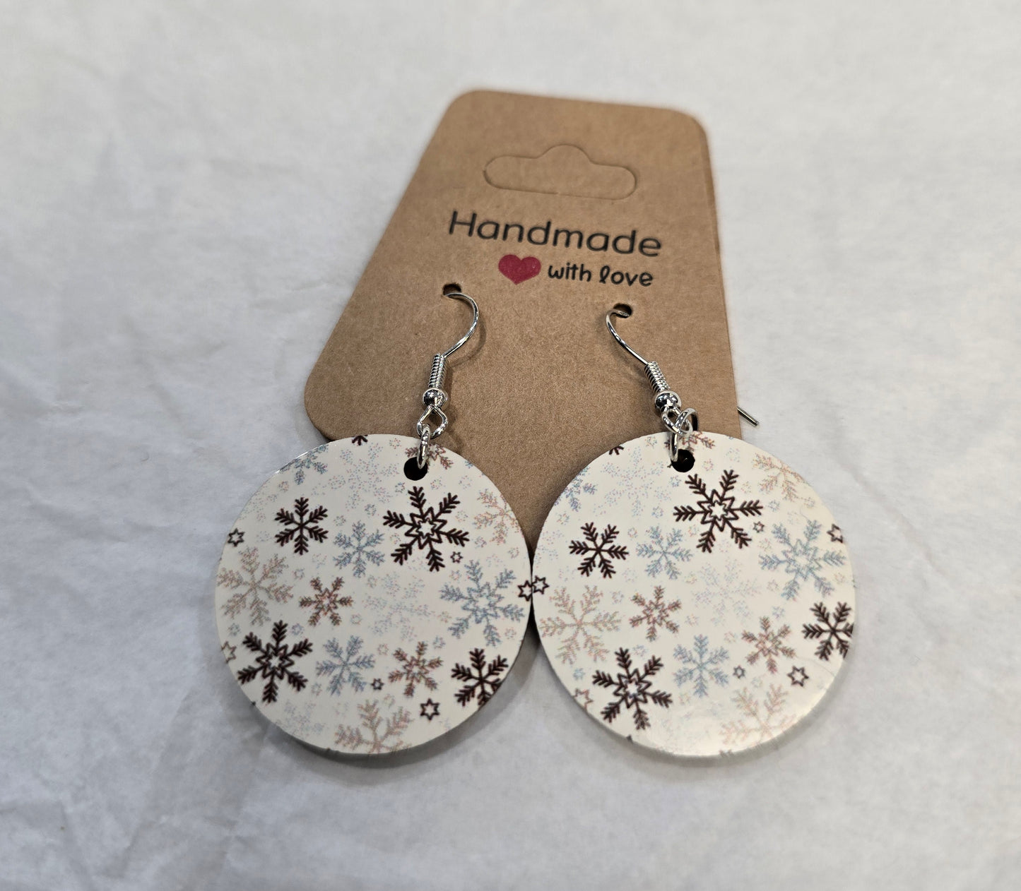 Orecchini Rotondi Stampati Natale