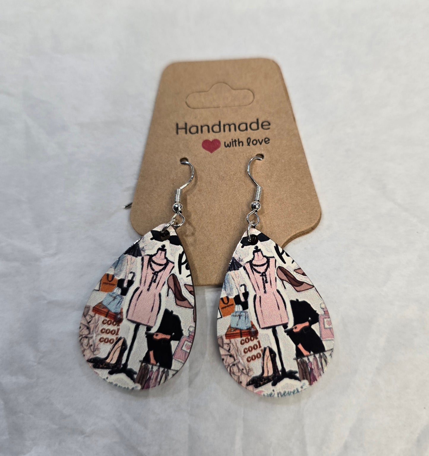 Orecchini Goccia Stampati  Fantasia Natale