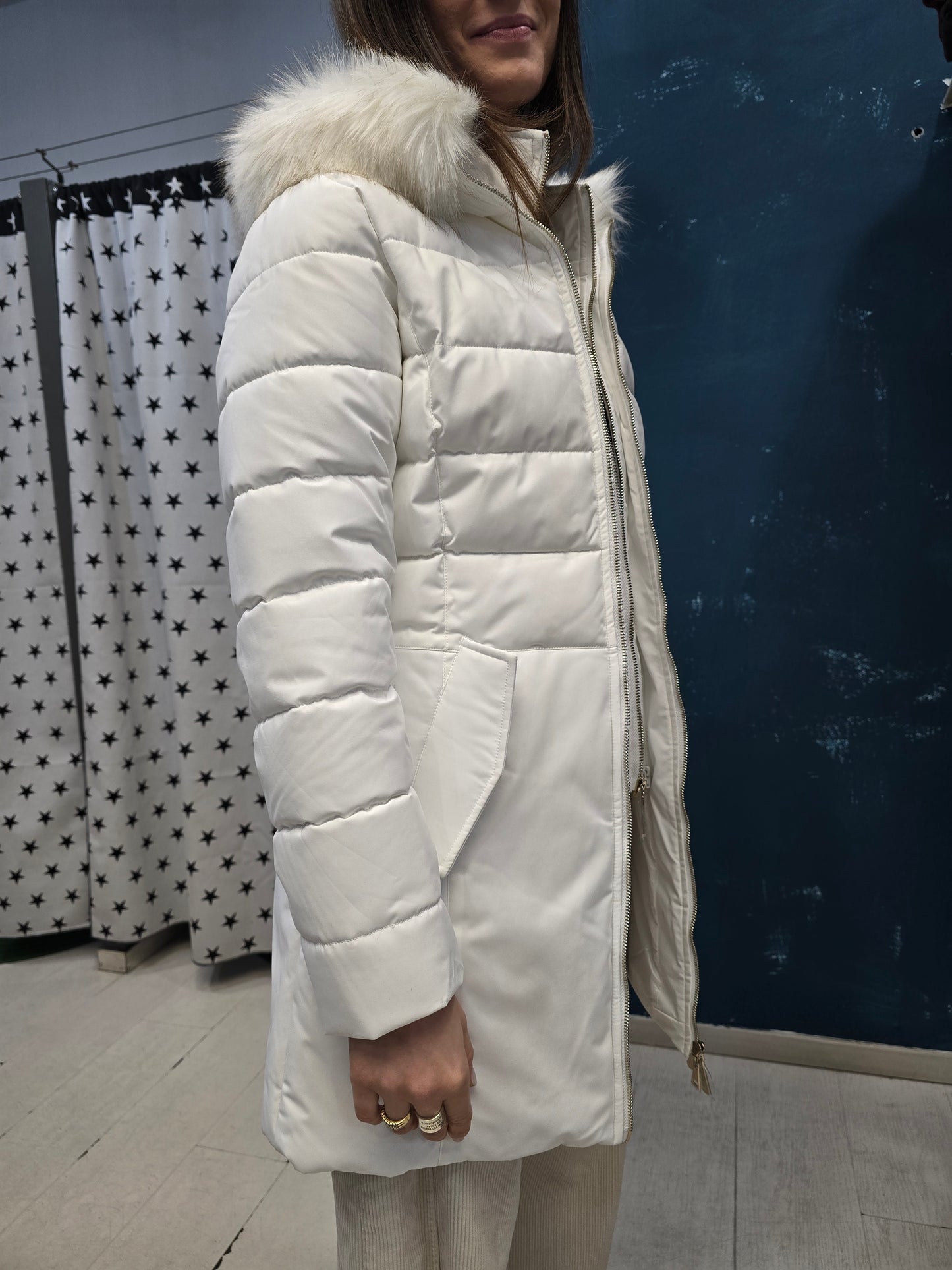 Piumino Ecologico Sopra Ginocchio Pelliccia Removibile