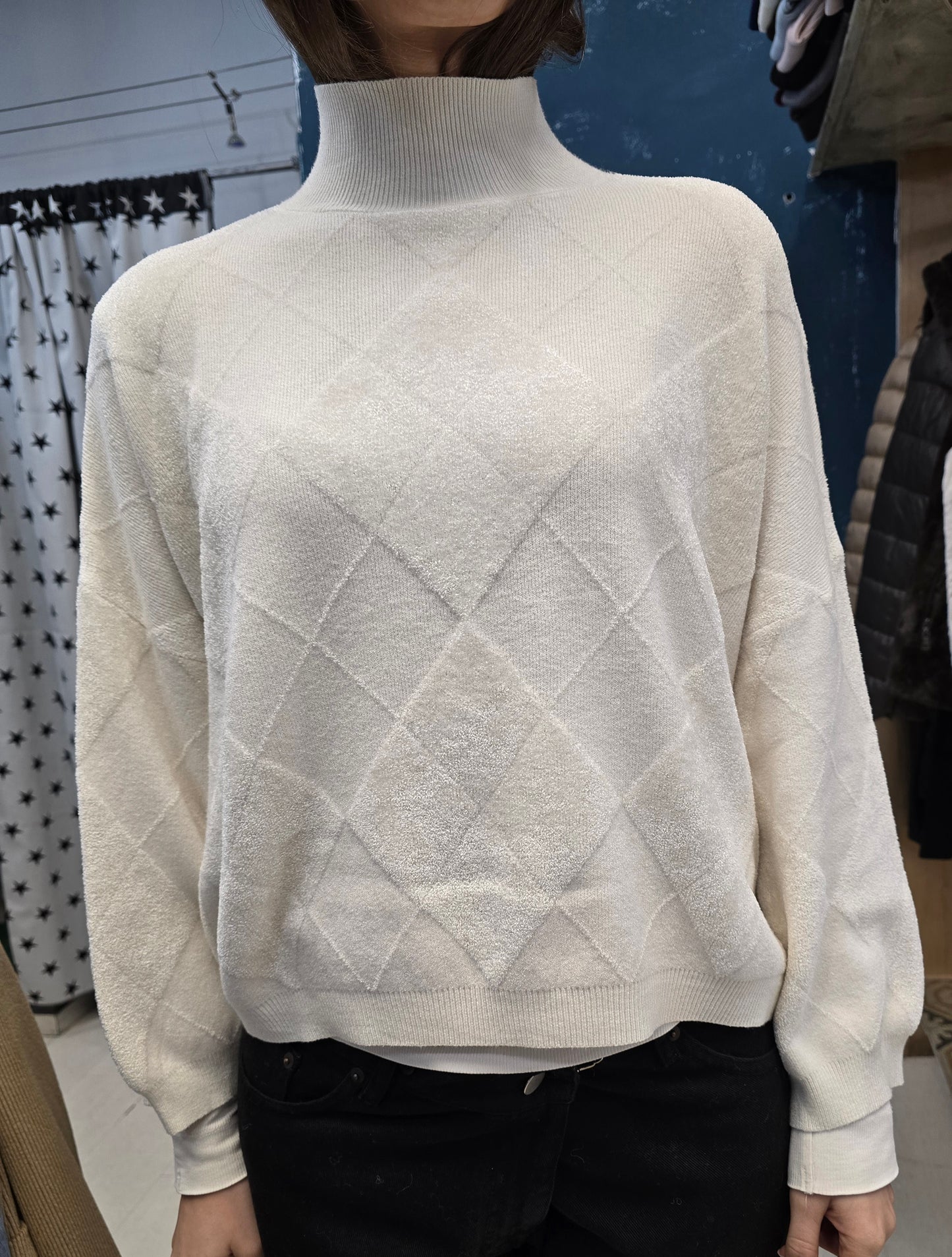 Maglia Donna Dolcevita Rombi Ciniglia