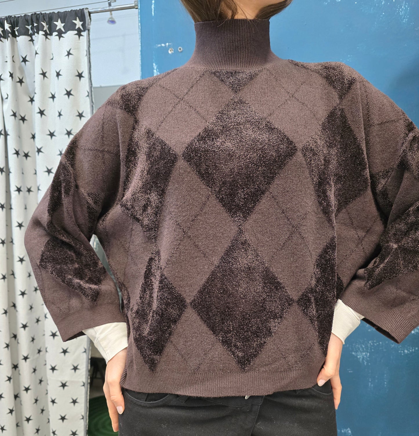 Maglia Donna Dolcevita Rombi Ciniglia