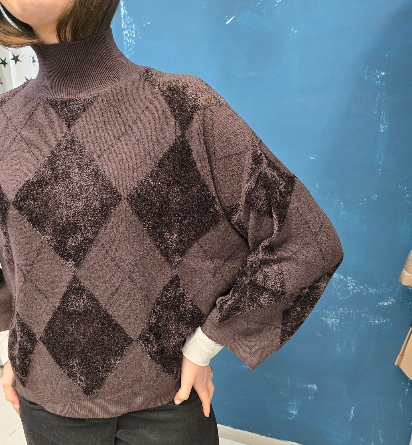 Maglia Donna Dolcevita Rombi Ciniglia