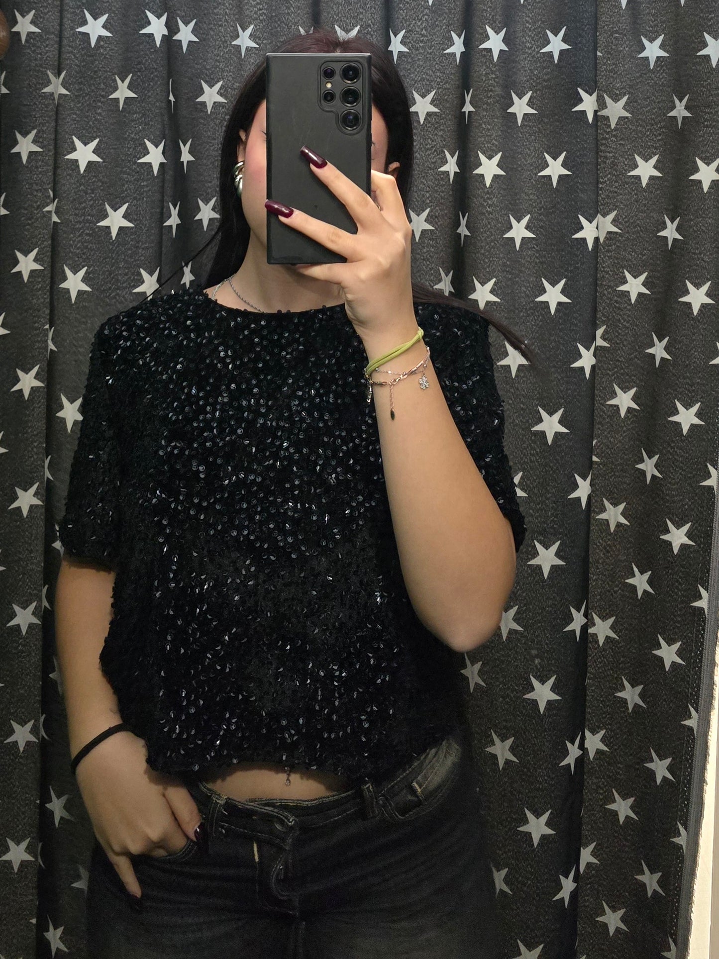 Maglia Donna Paillettes Allacciata