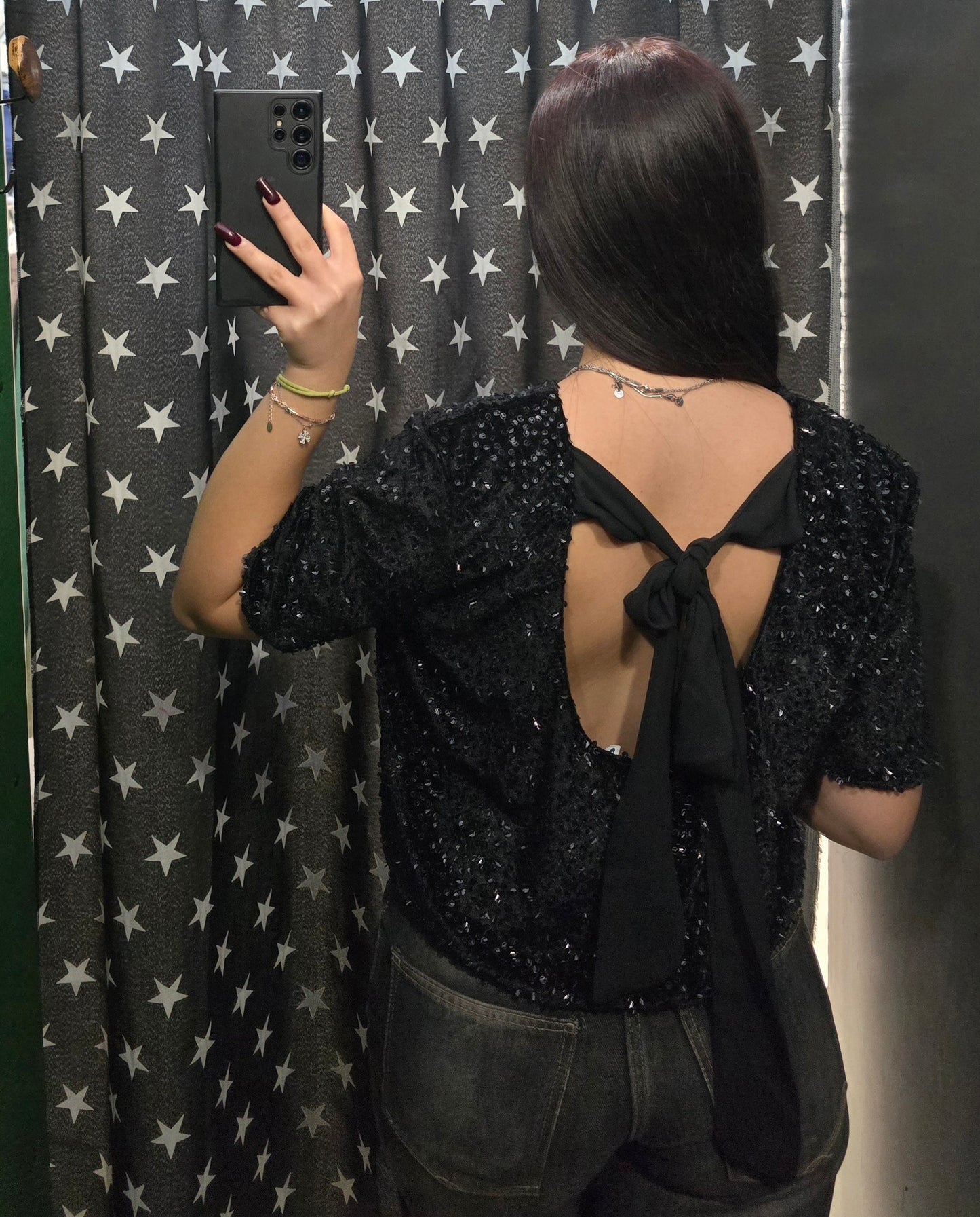 Maglia Donna Paillettes Allacciata