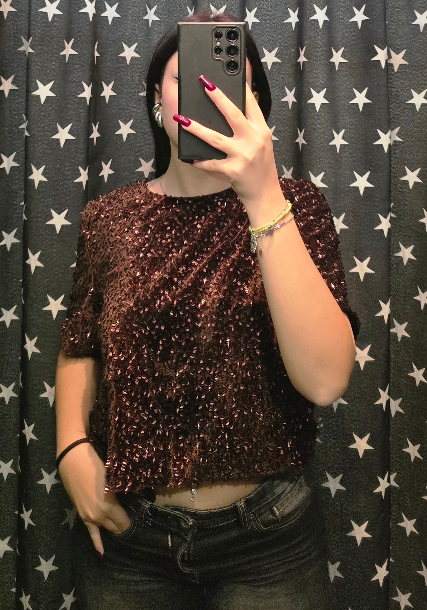 Maglia Donna Paillettes Allacciata