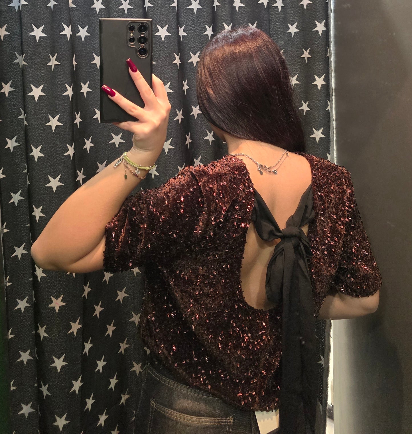 Maglia Donna Paillettes Allacciata