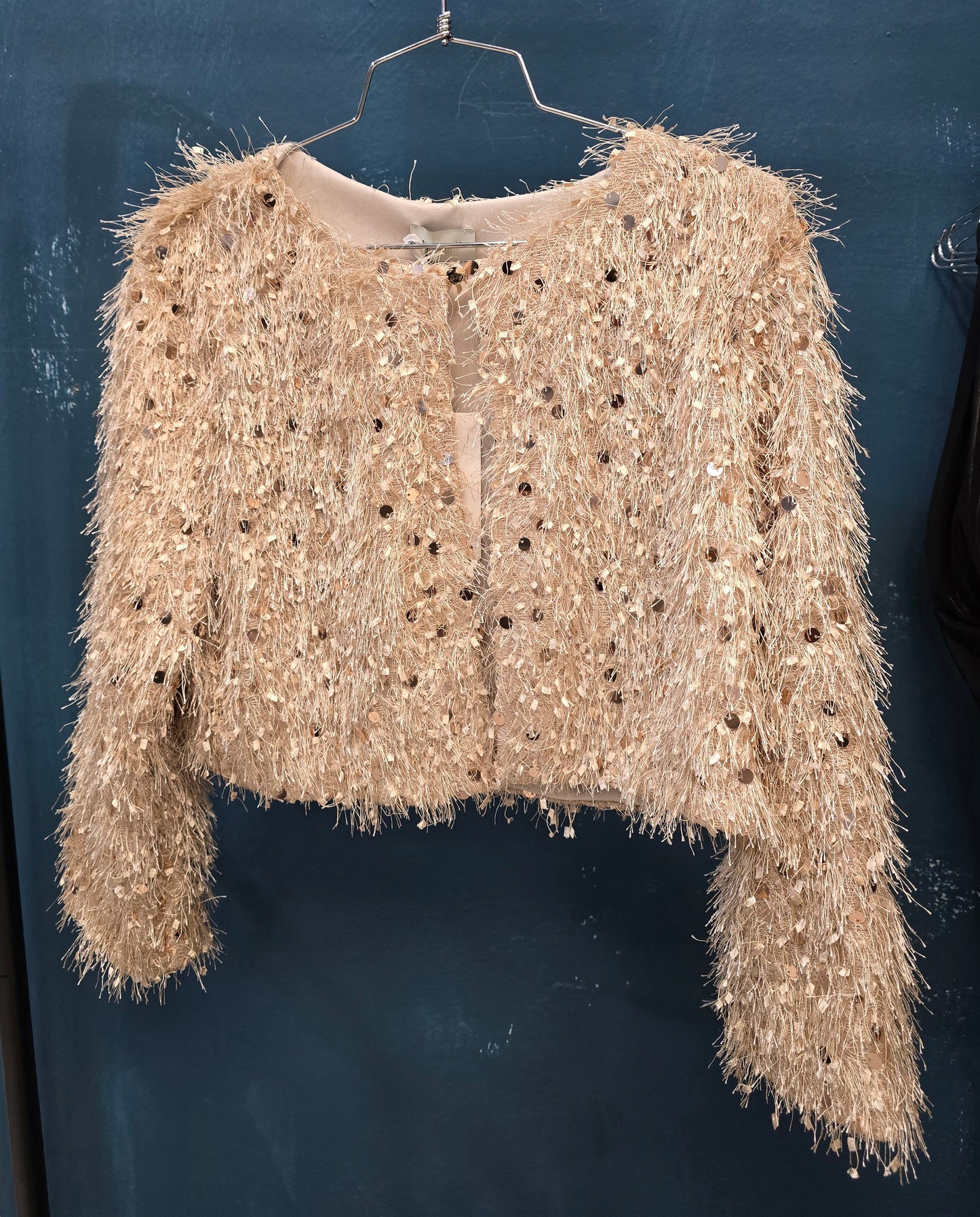 Giacca Corta Donna Paillettes Ecopelliccia