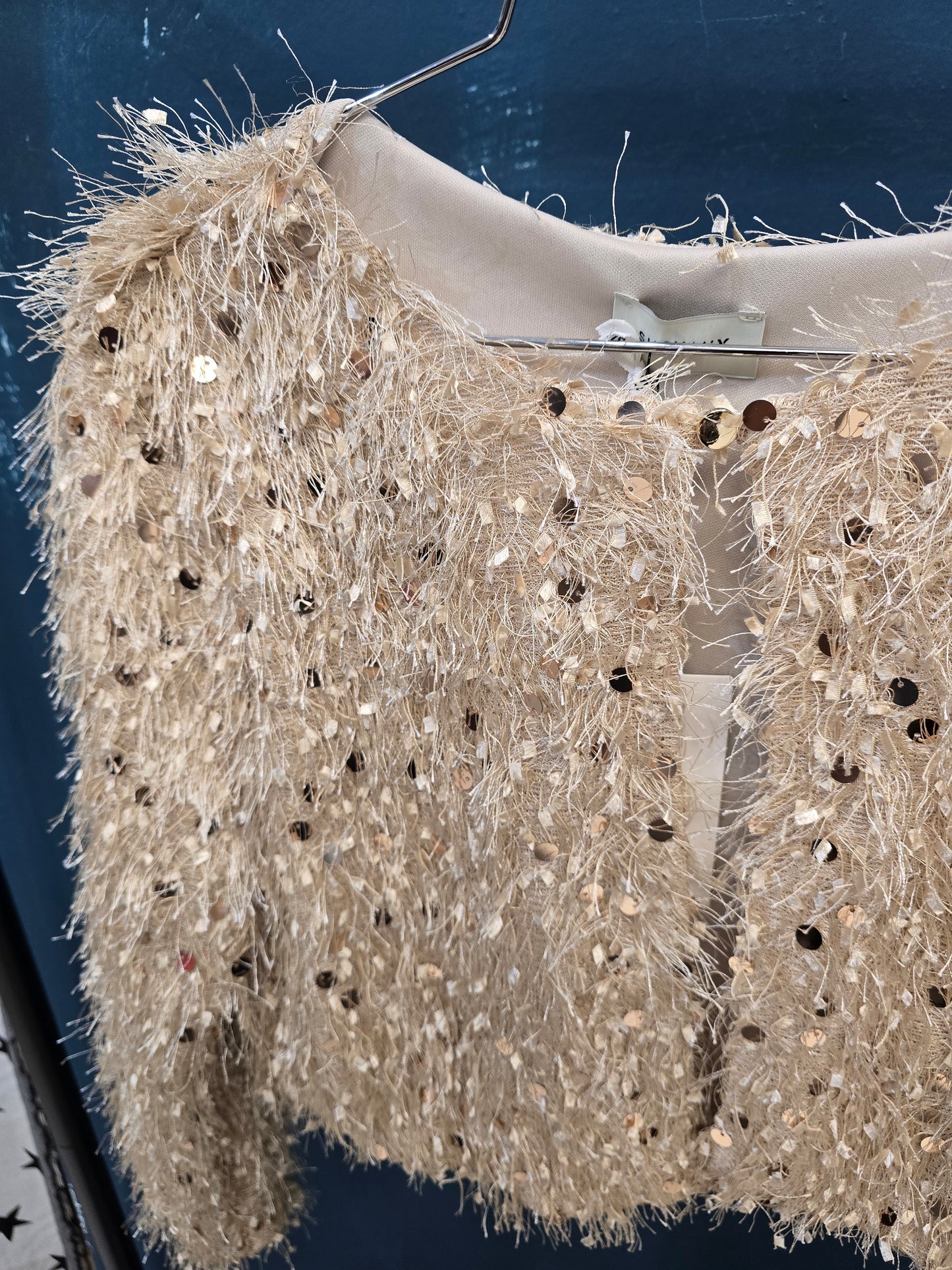 Giacca Corta Donna Paillettes Ecopelliccia