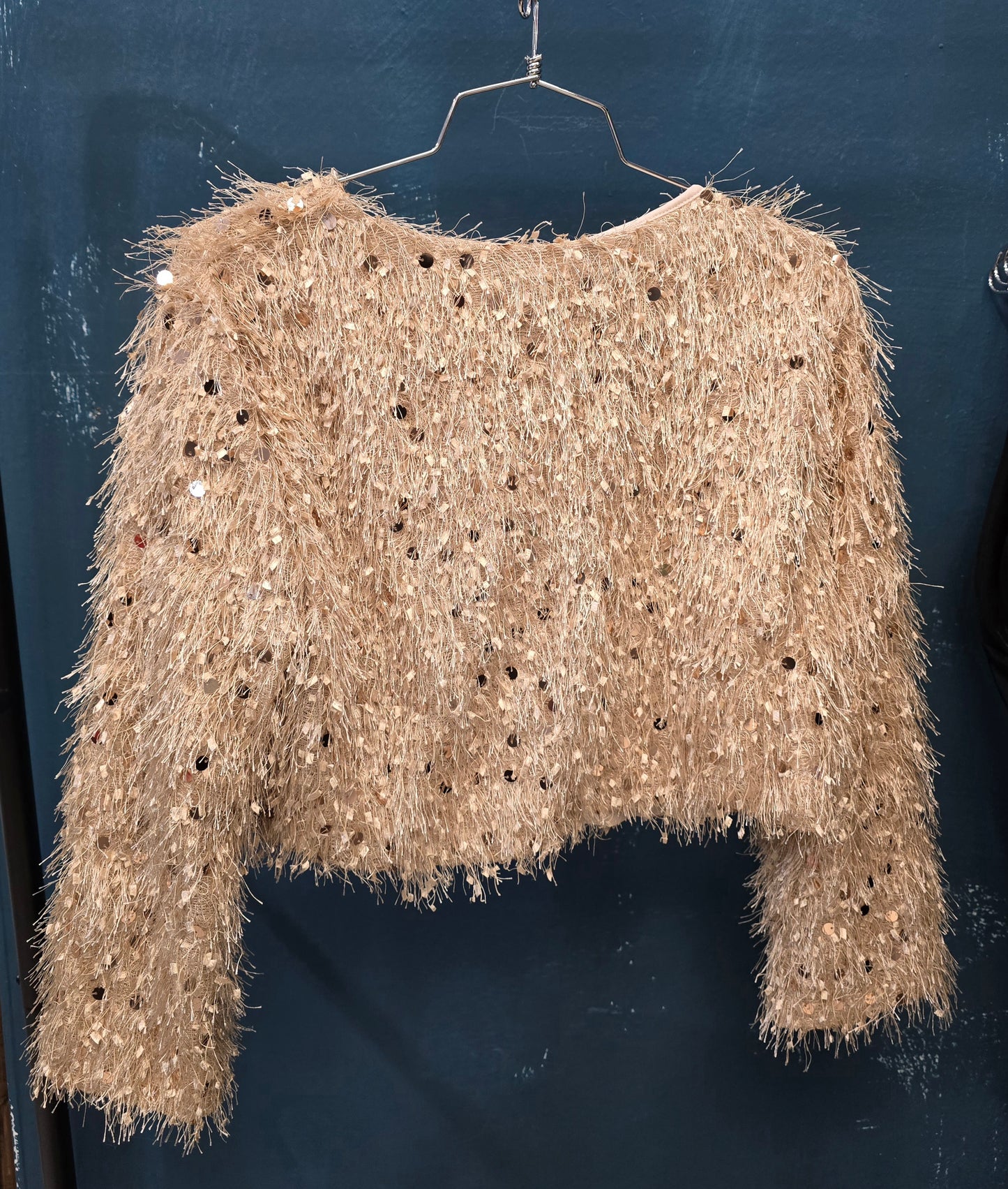 Giacca Corta Donna Paillettes Ecopelliccia