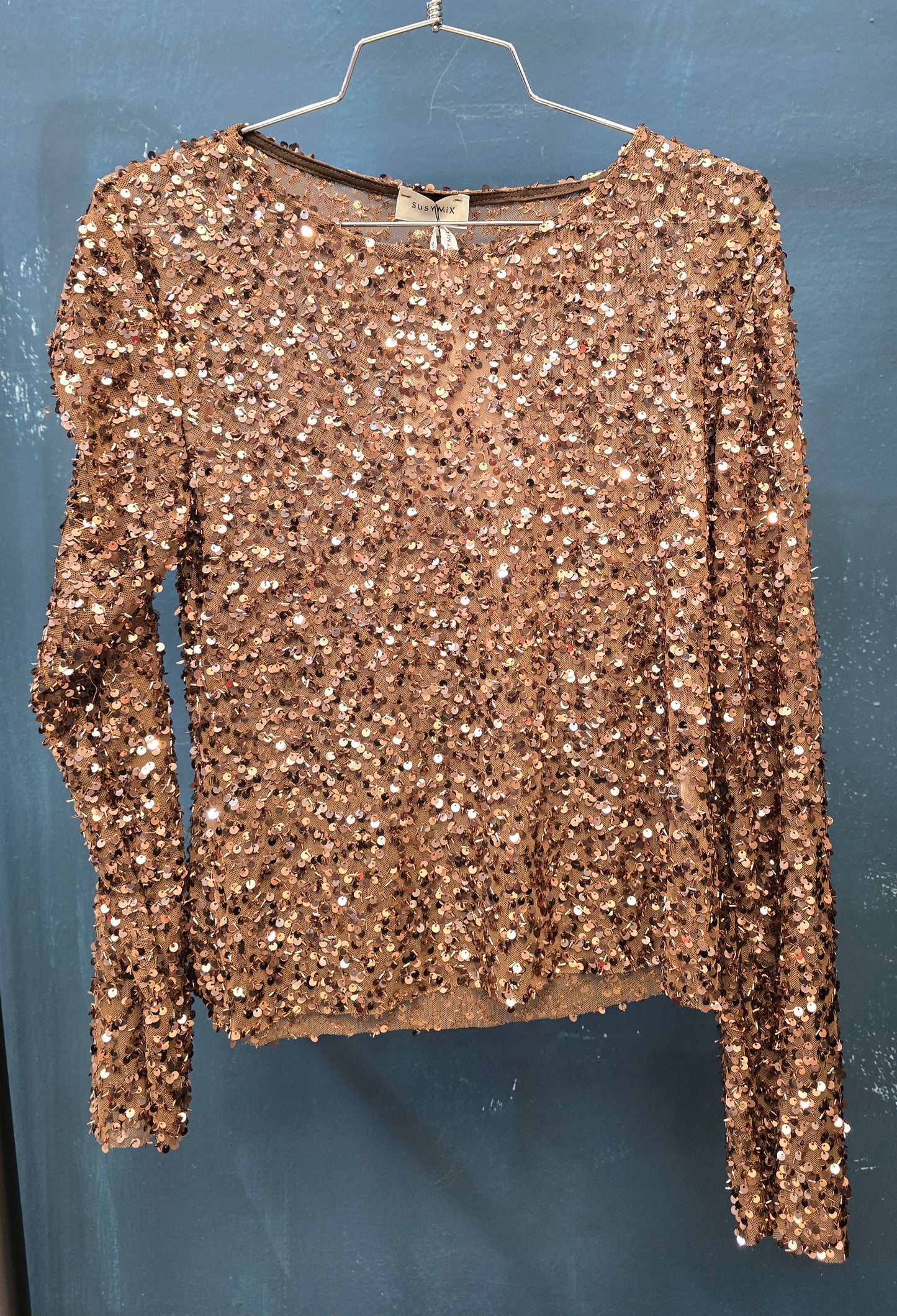 Blusa Donna Paillettes Bronzo