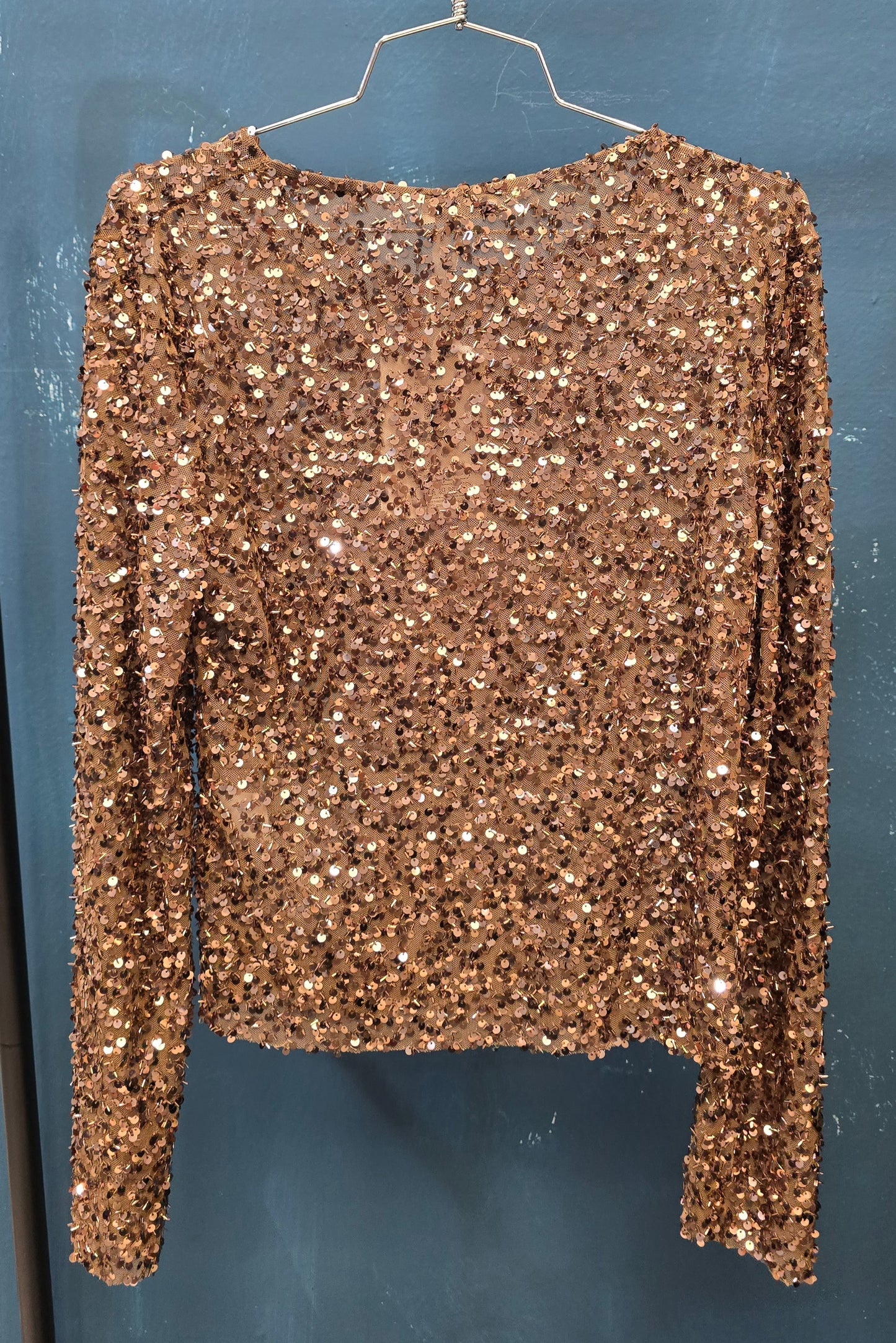 Blusa Donna Paillettes Bronzo