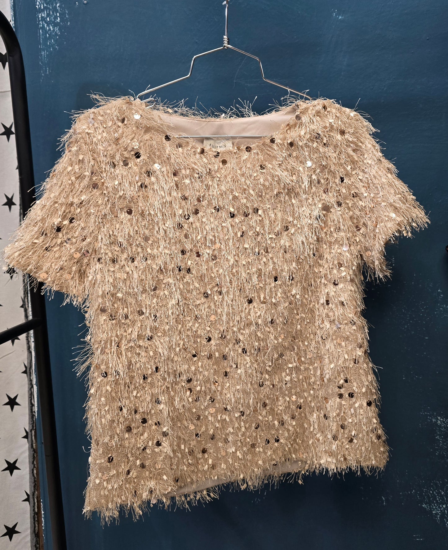 Blusa Donna Ecopelliccia Paillettes