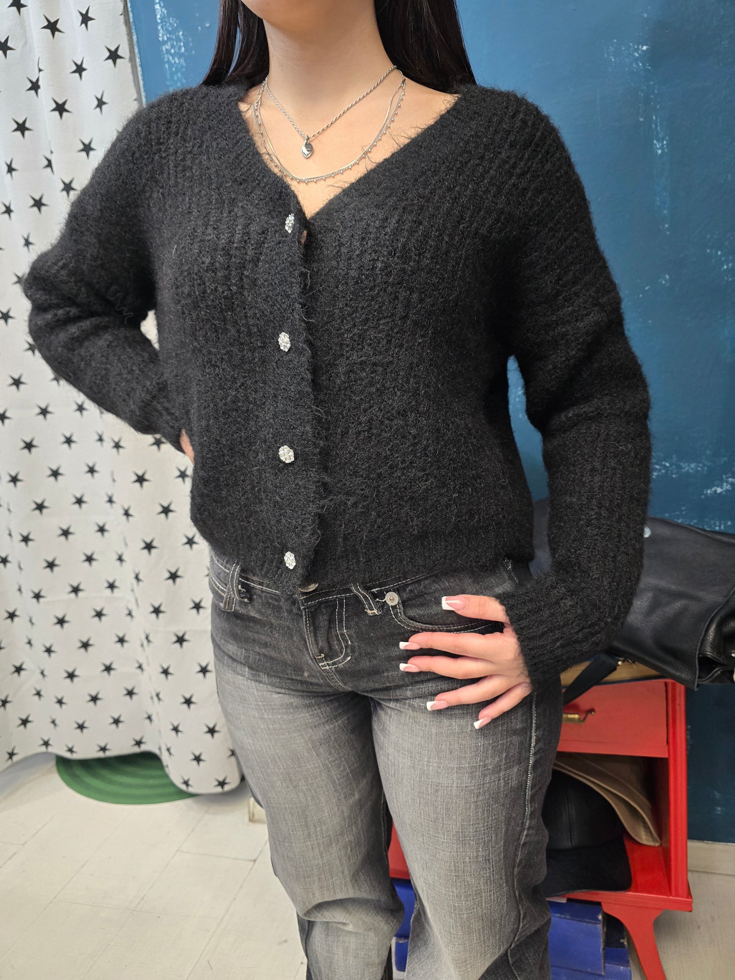 Giacca Donna Maglia Coste Mohair