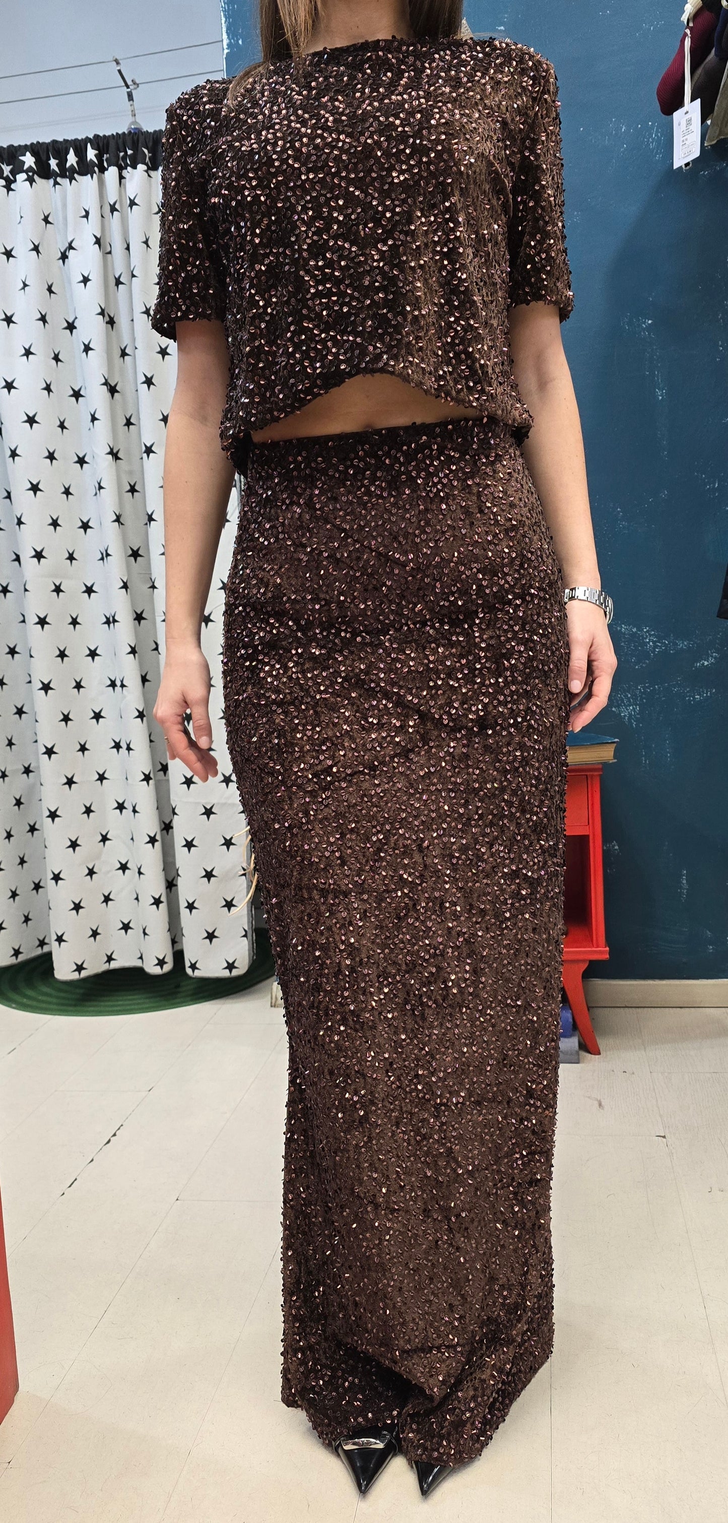 Maglia Donna Paillettes Allacciata