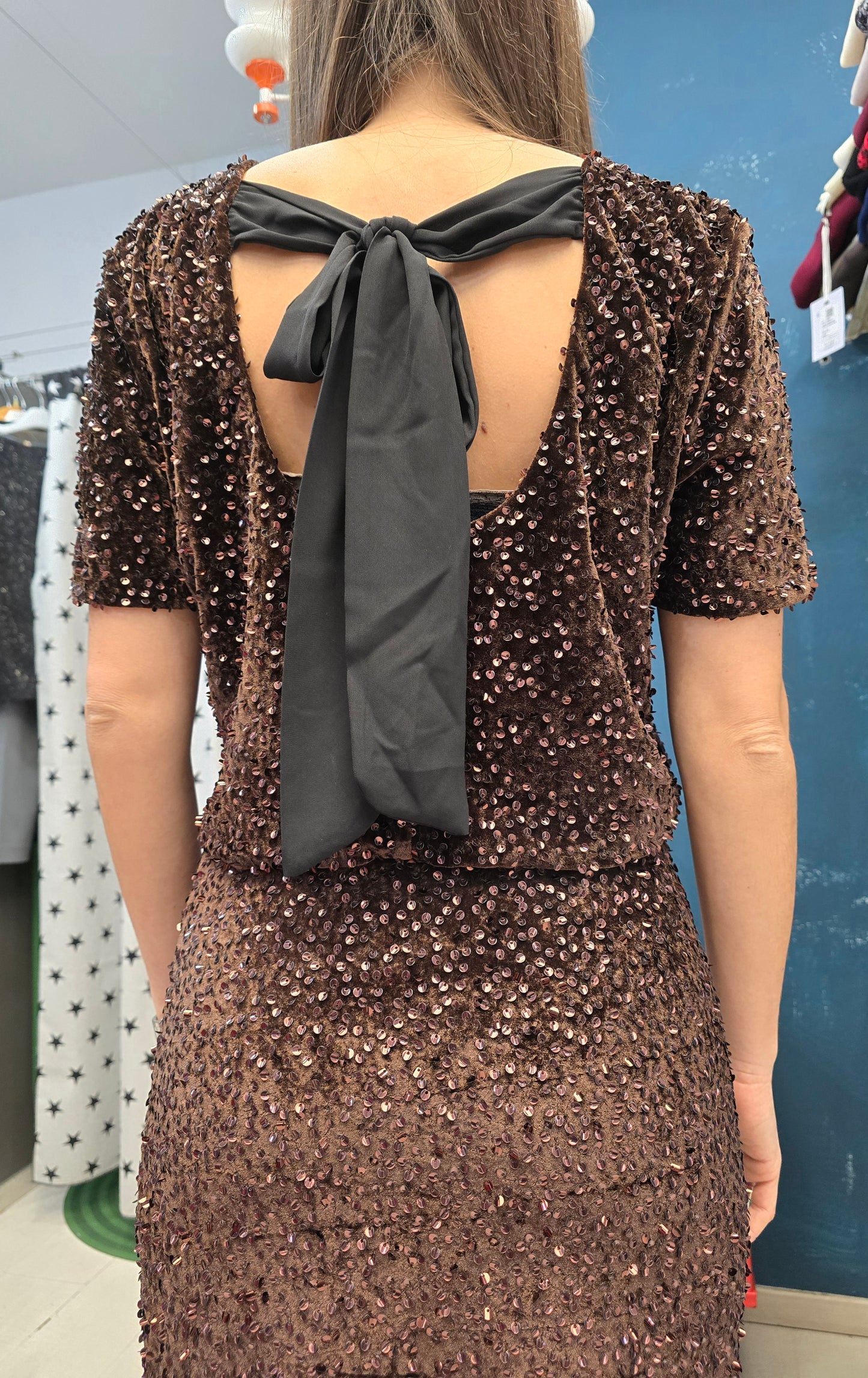 Maglia Donna Paillettes Allacciata