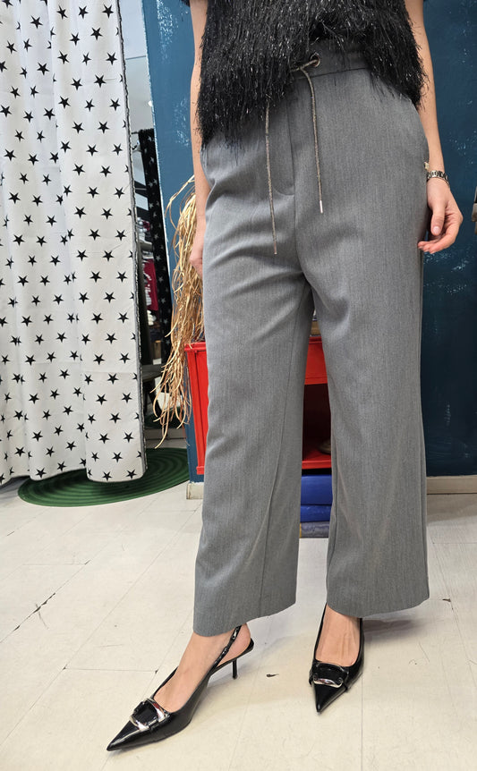 Pantalone Largo Pannetto Coulisse Strass Vita