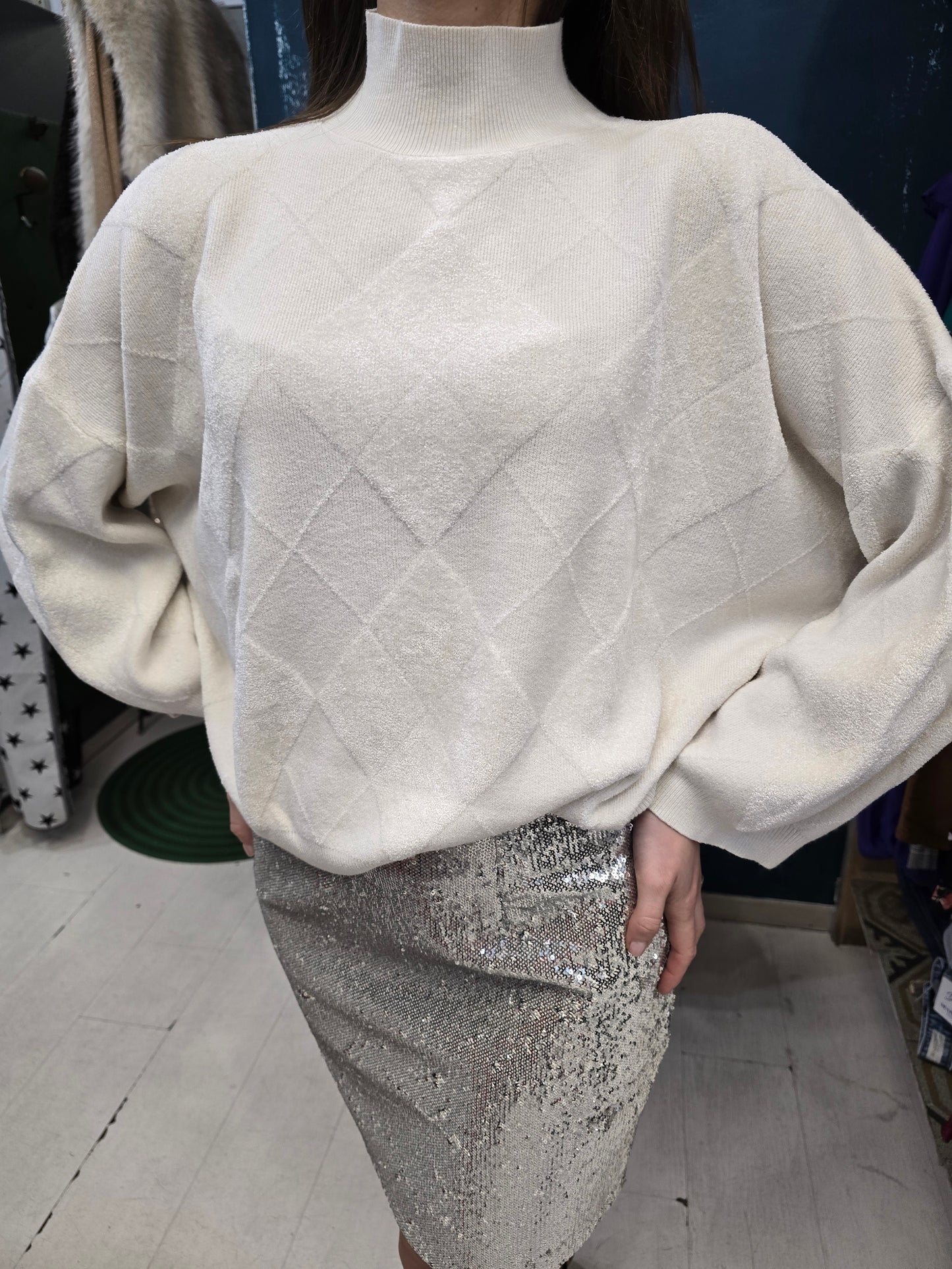 Maglia Donna Dolcevita Rombi Ciniglia