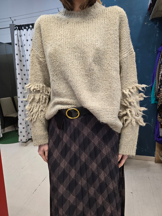 Maglia Calda Frange Maniche