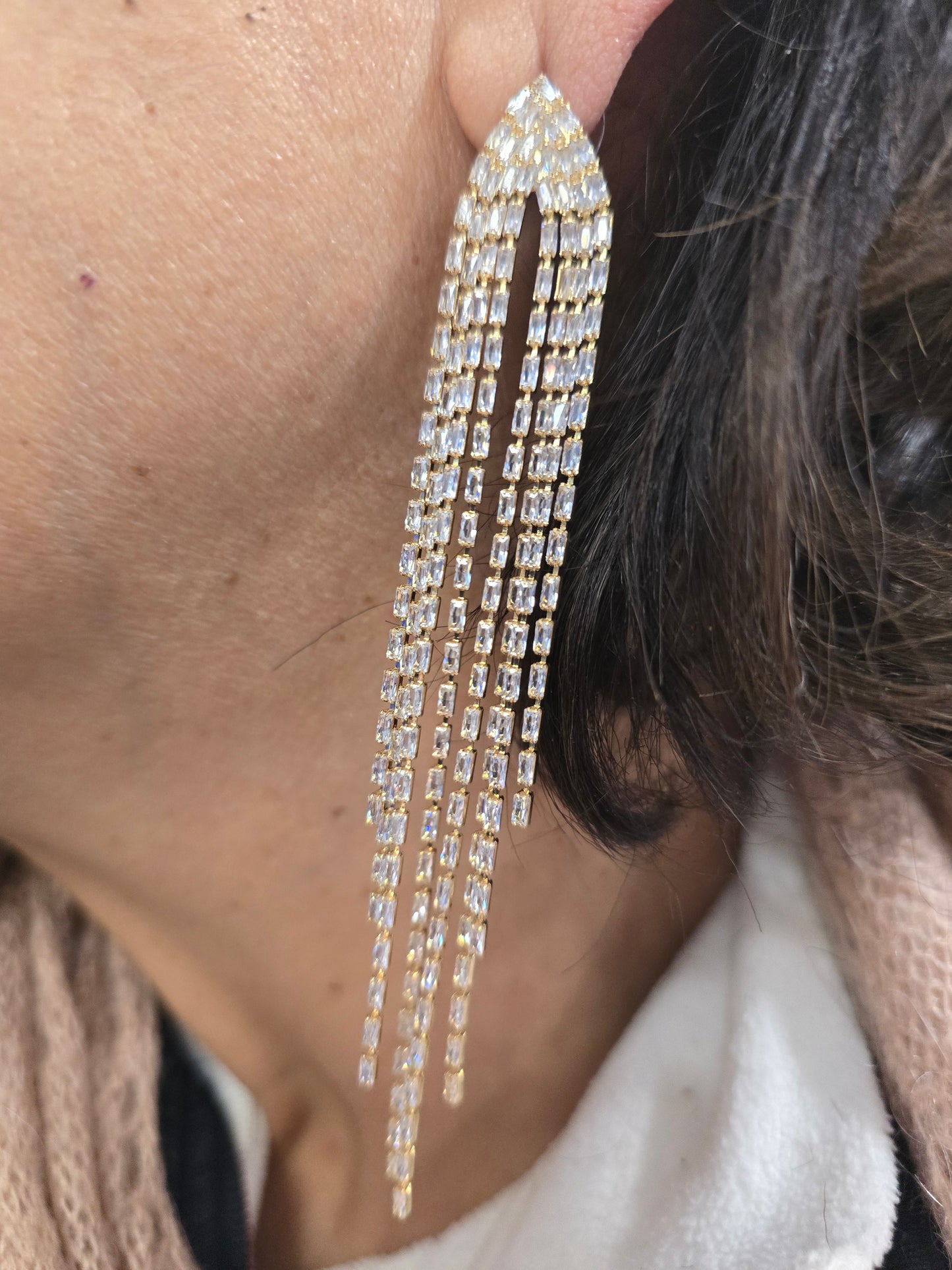 Orecchino Pendente Strass