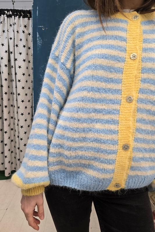 Giacca Maglia Abbottonata Rigata