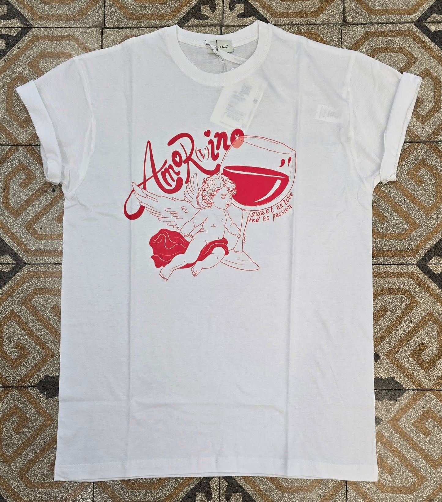 T-Shirt Over Paricollo Stampata