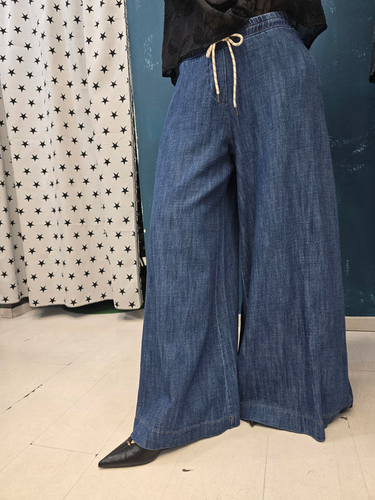Pantalone Donna Denim Largo