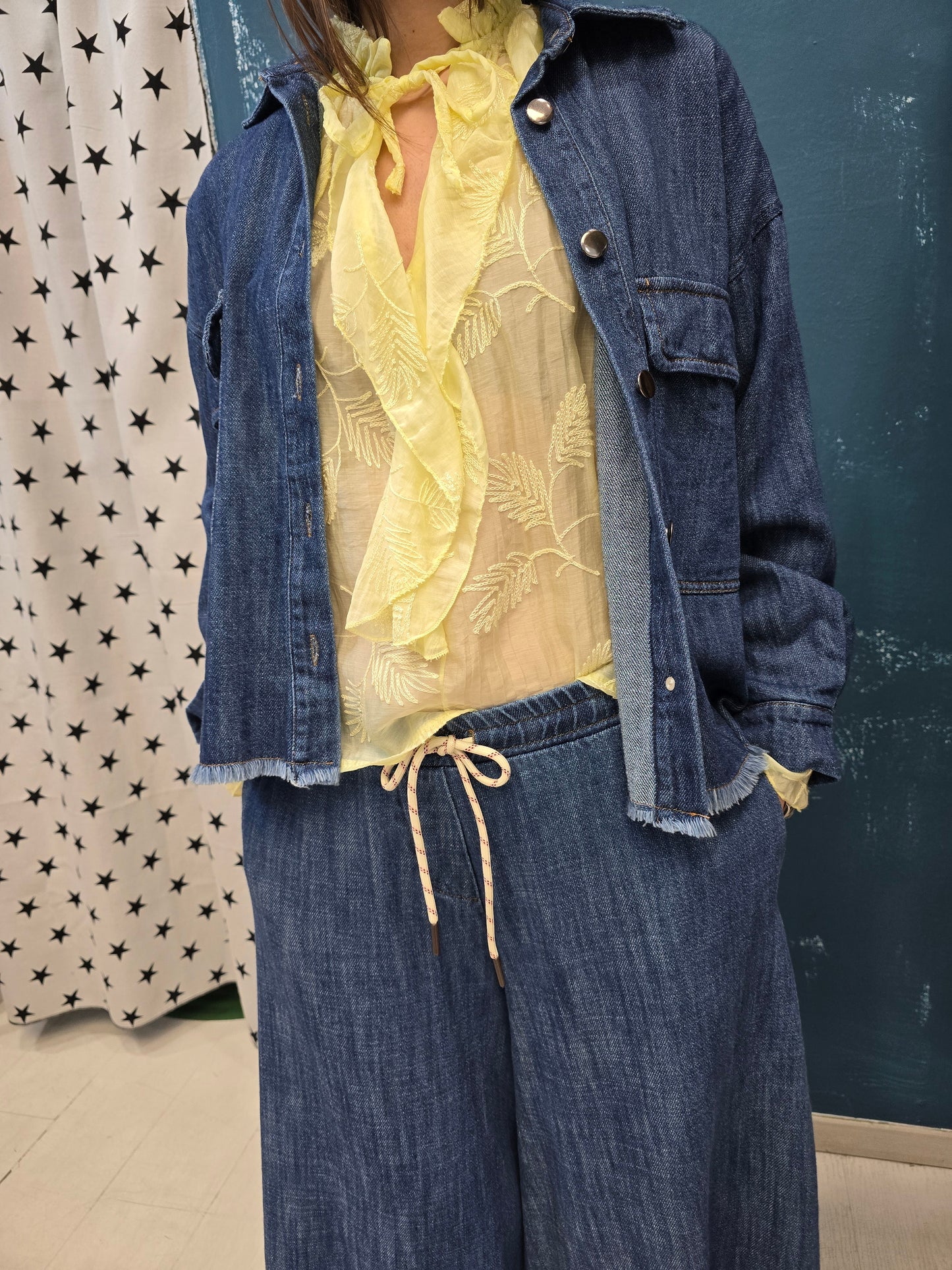 Pantalone Donna Denim Largo