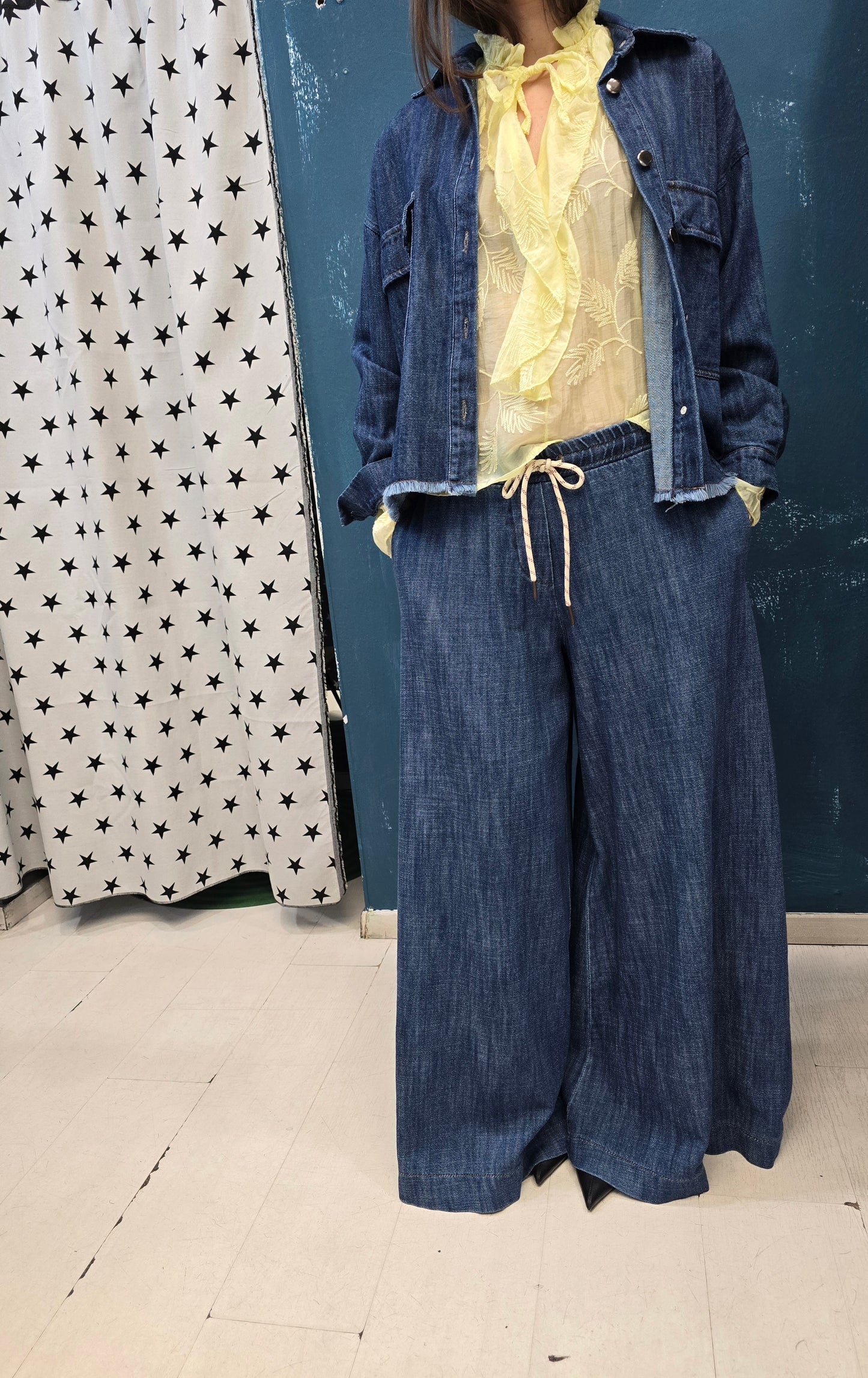 Pantalone Donna Denim Largo