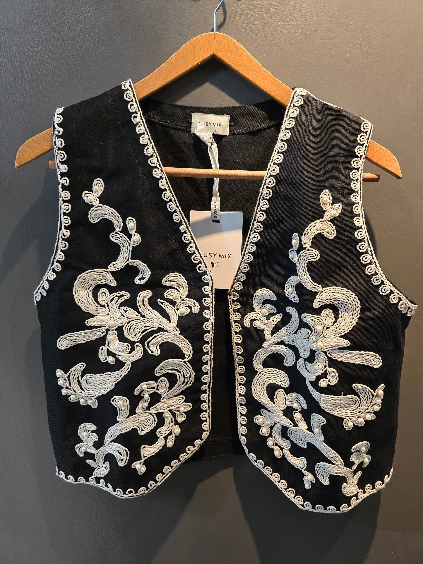 Gilet Donna Ricamato Perle