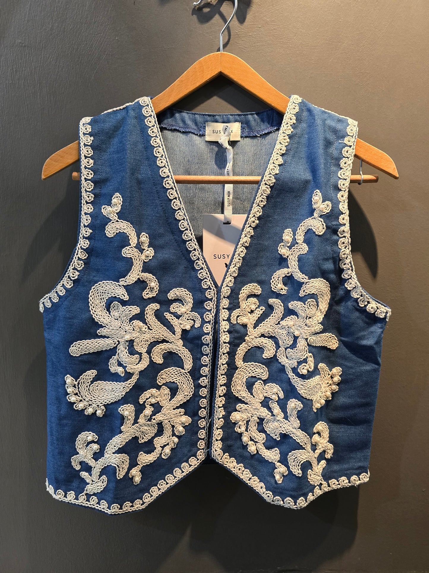Gilet Donna Ricamato Perle