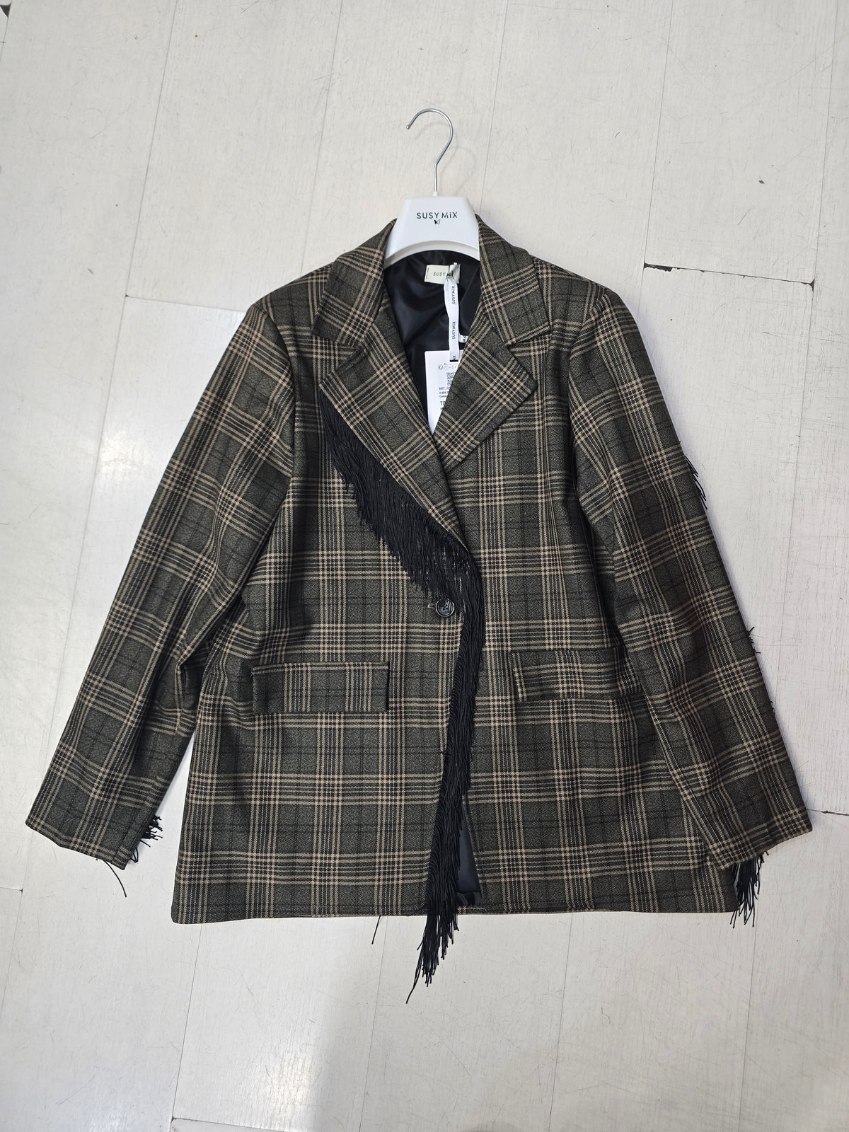 Blazer Donna Check Frange