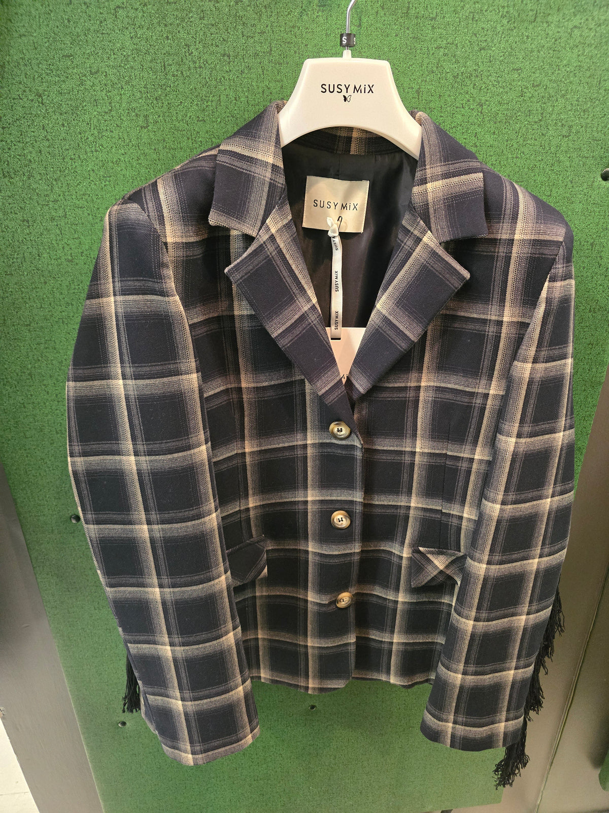 Blazer Donna Quadro e Frange