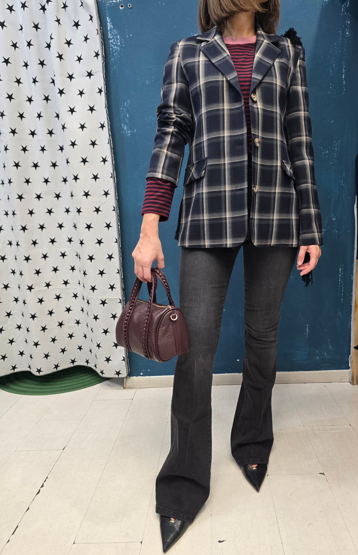 Blazer Donna Quadro e Frange