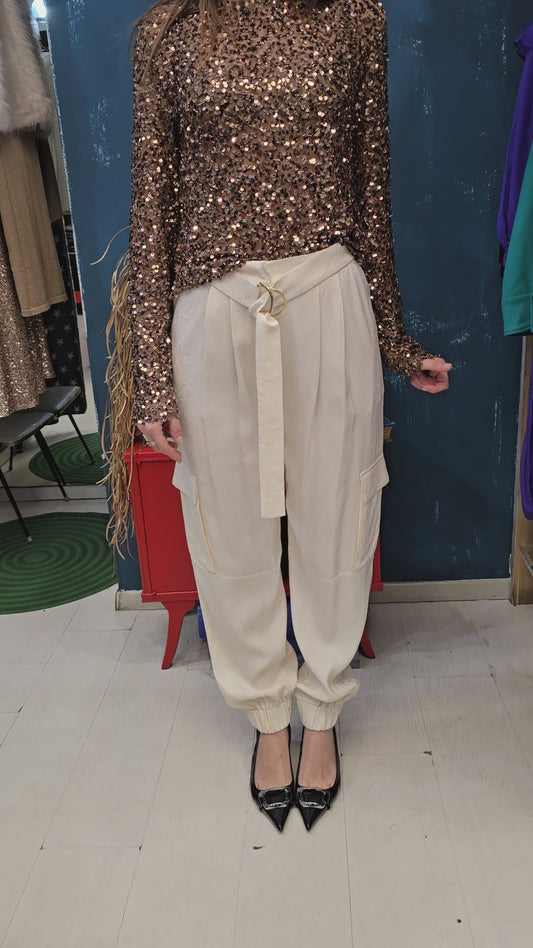 Blusa Donna Paillettes Bronzo